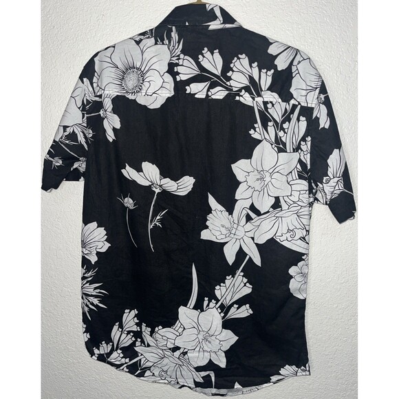 VSTR Button Down Hawaiian Shirt Men Sz Med. Black/White - Picture 6 of 9